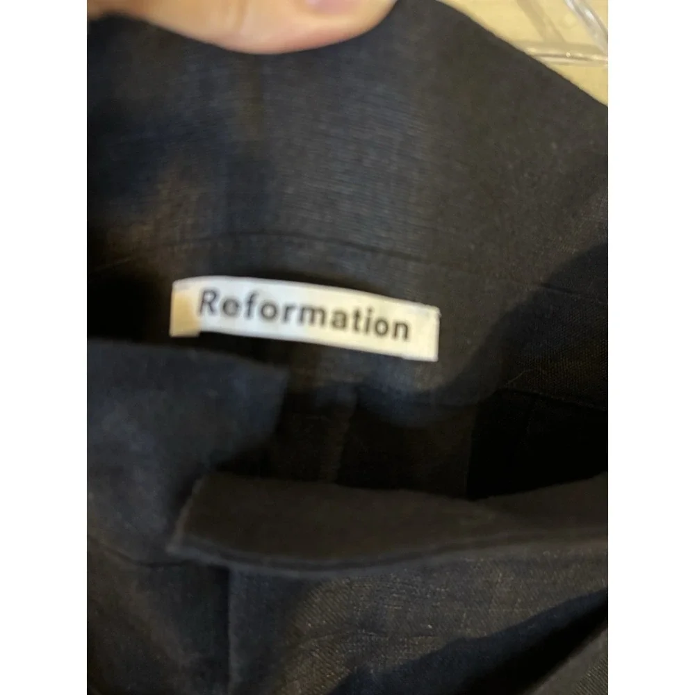 NWT‎ REFORMATION Black High Rise Wide Leg Linen Pants 14 NEW